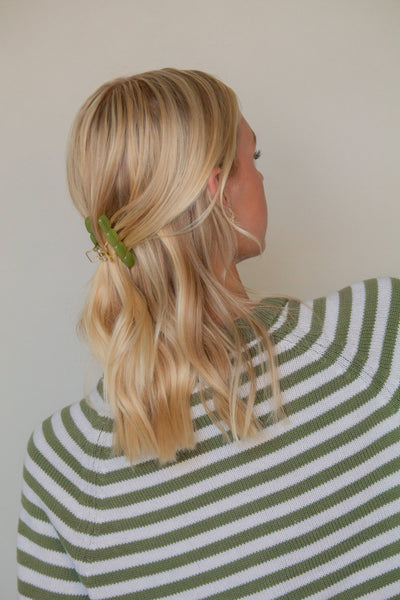 4 Stone Claw Clip: Cream Marble