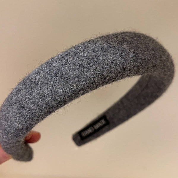 SOLID COLOR WOOL HEADBAND HAIRPIN HEADDRESS_CWAHA4027: Black / (OS) 1 - Lulu Bella Boutique