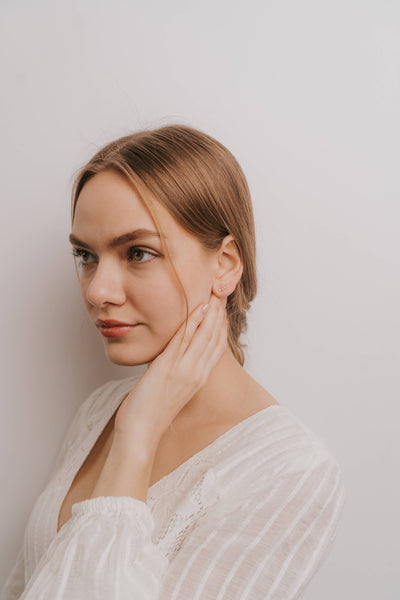 Crawler - White CZ - Gold Earrings