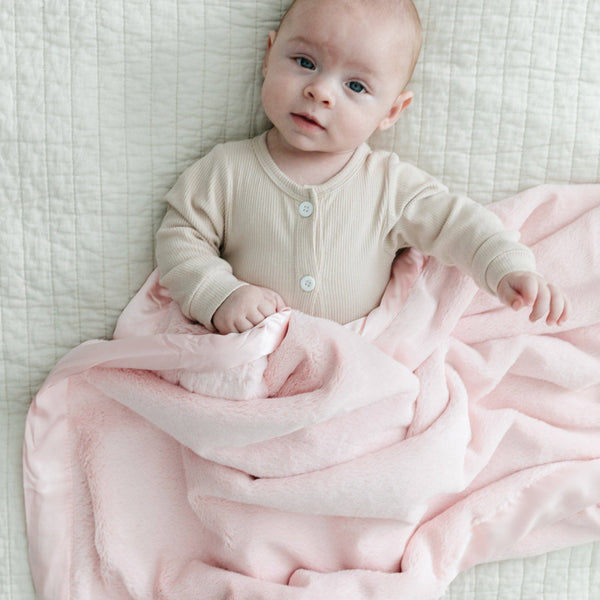 SATIN BORDER RECEIVING BLANKETS: Gray - Lulu Bella Boutique