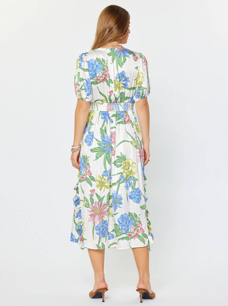 Floral Printed Ruffle Midi Dress: Multi-Colored / XS - Lulu Bella Boutique