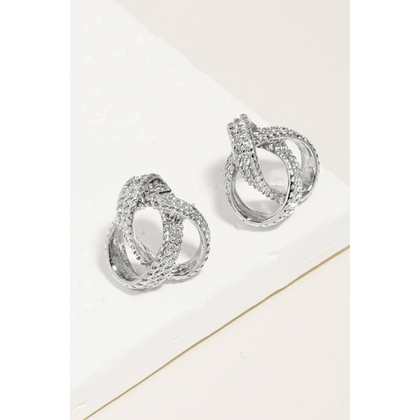 Textured Metallic Tangled Hoop Stud Earrings: G - Lulu Bella Boutique