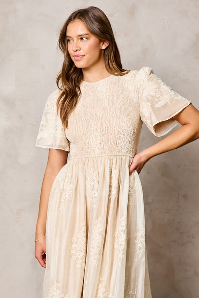 Embroidered Smocked Top Dress