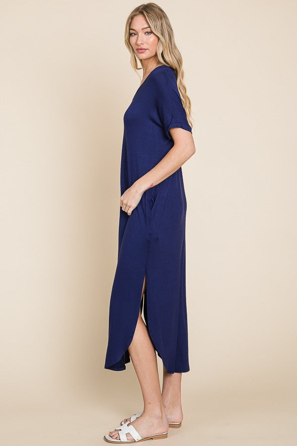 V-Neck Maxi Dress Blue / Small