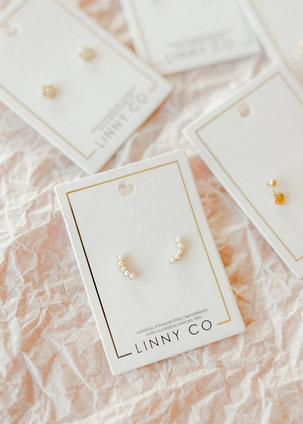 Screwback Stud Earrings - Abigail Pearl Gold