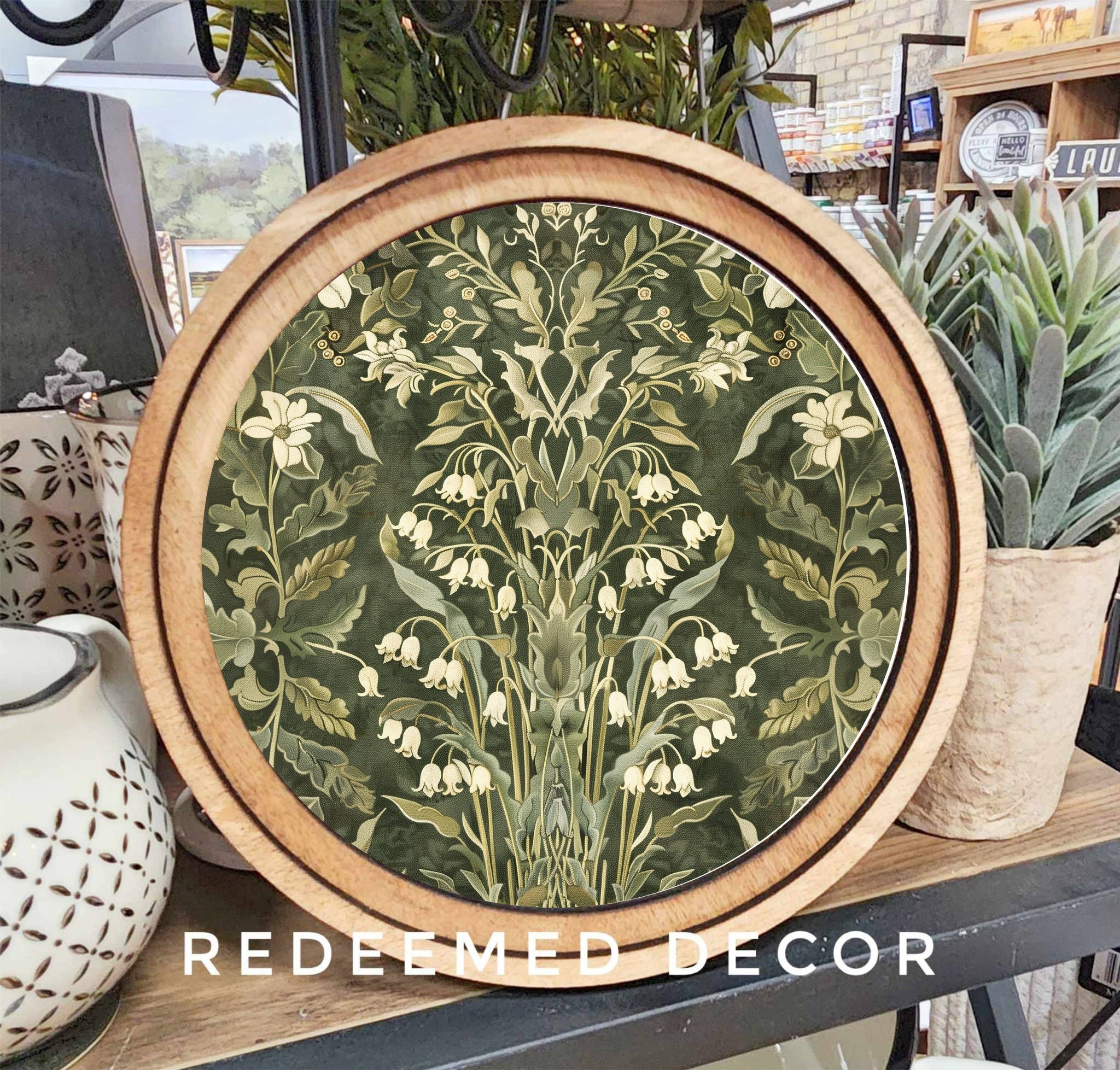 8" Round Dark Green Morris Art - Lulu Bella Boutique