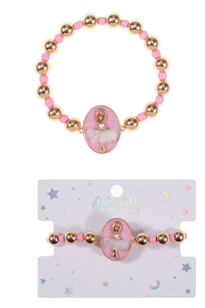 Oval Shaped Ballerina Kids Stretch Bracelet: LPK / ONE