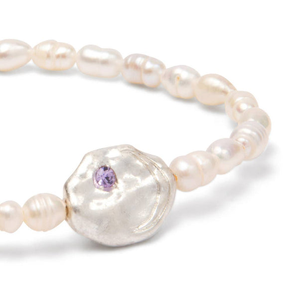 Pearl Affirmation Bracelet - Protection/Silver - Lulu Bella Boutique