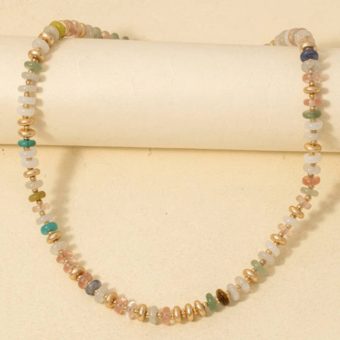 Semi Precious Stone Disc Beaded Necklace: LMUL
