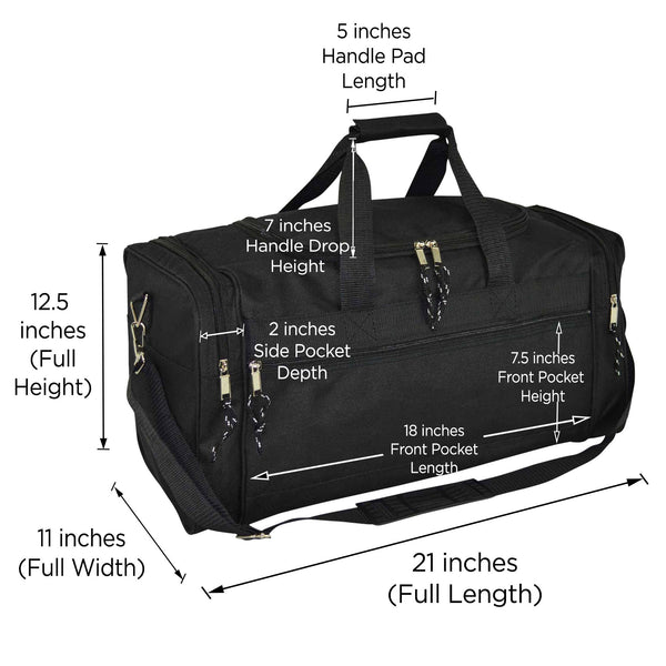 DALIX 21" Blank Sports Duffle Bag Gym Bag Travel Duffel: White - Lulu Bella Boutique