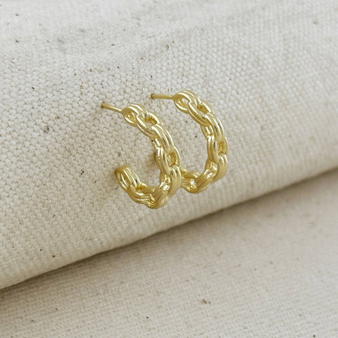 18k Gold Filled Chain C-Hoop Earrings - Lulu Bella Boutique