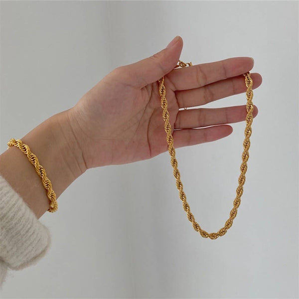 STAINLESS STEEL WATERPROOF TARNISH FREE NECKLACE | 40NK318: SNAKE - Lulu Bella Boutique