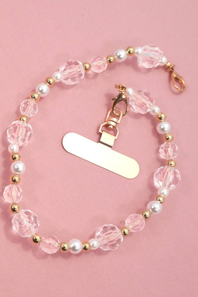 Pearl and Faceted Crystal Beaded Lanyard