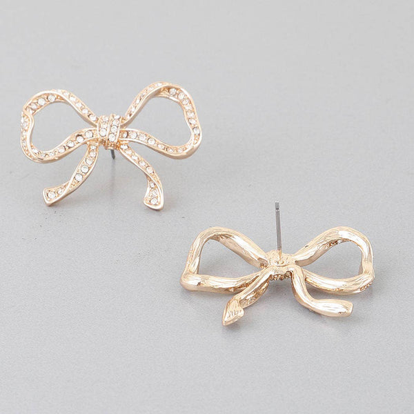 Rhinestone Bow Earrings: GCL