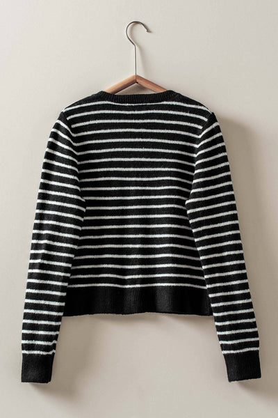 Parisian Striped Gold Button Cardigan - Lulu Bella Boutique