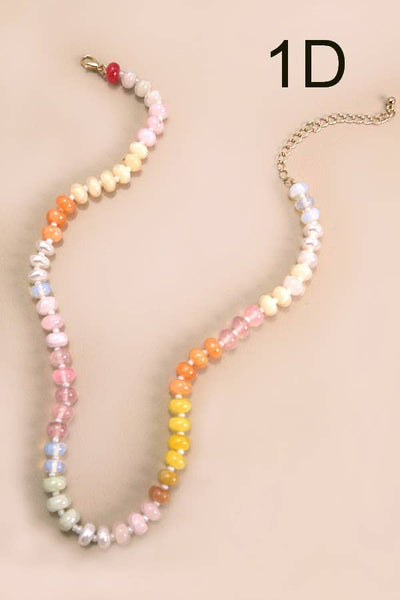 NATURAL AGATE GLASS SEMI PRECIOUS BEAD NECKLACE | 80N896: 3A - Lulu Bella Boutique