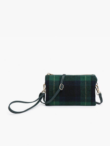 M013-PLD Riley Plaid 3 Compartment Crossbody/Wristlet
: Beige - Lulu Bella Boutique