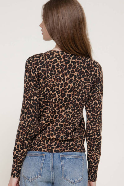 Leopard Button-down Cardigan: Brown