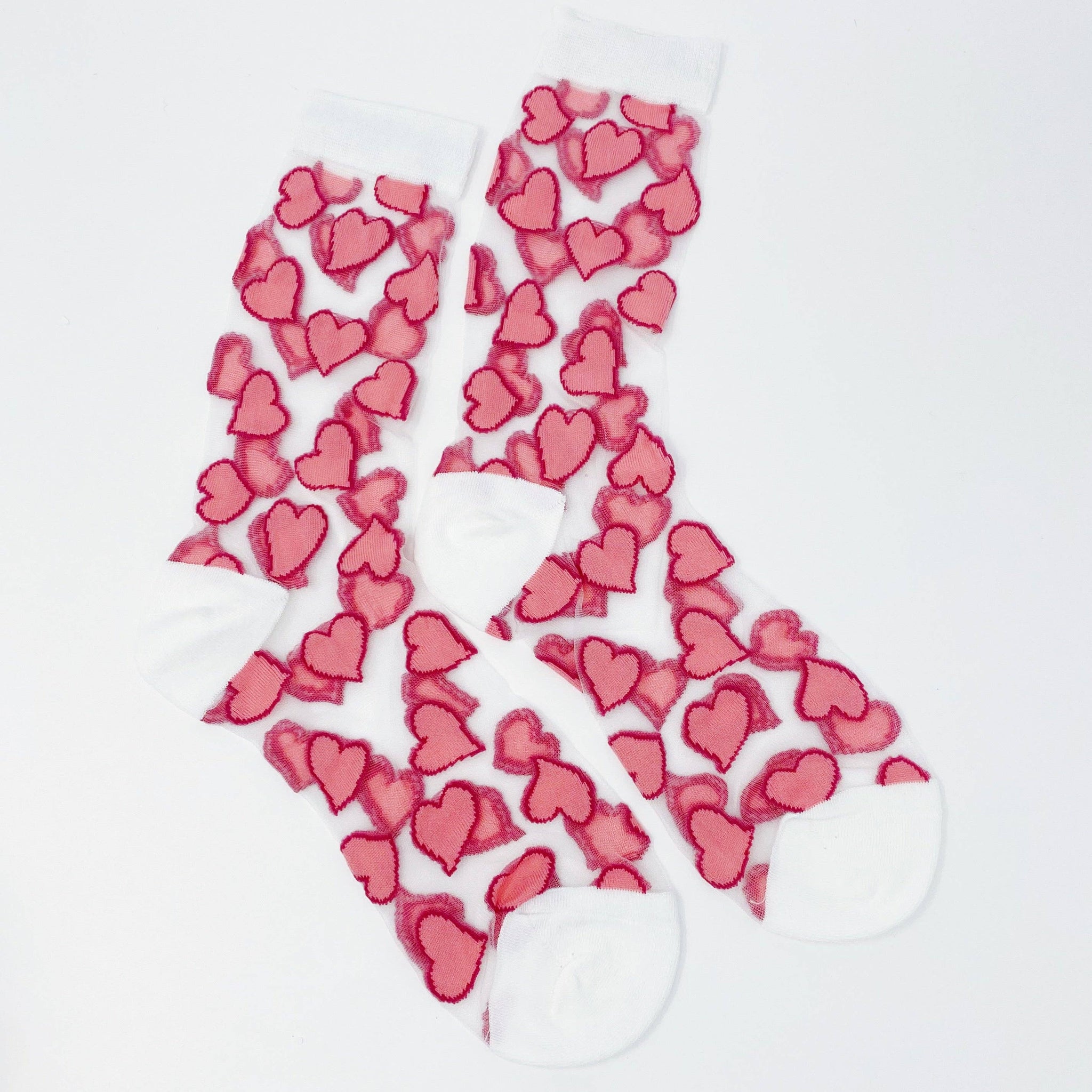 Heartful Love Sheer Socks: Pink