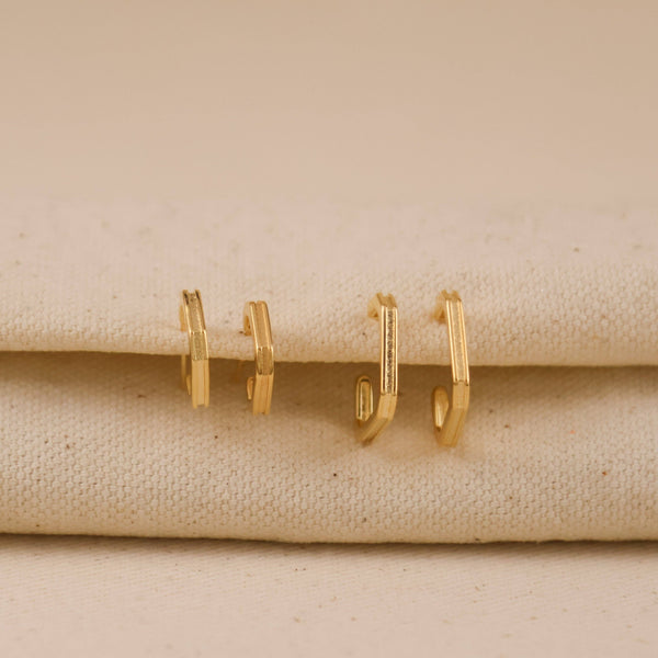 18k Gold Filled Square C-Hoop Earrings: 17mm - Lulu Bella Boutique