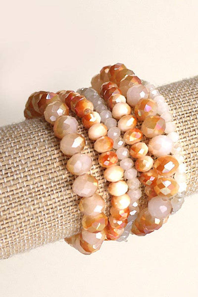 GLASS BEADED STRETCH BRACELET SET | 51B3032706: LAVENDER - Lulu Bella Boutique