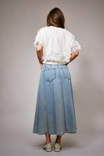 36900T - Eyelet Embroidered Tassel Tie Front Crop Top: OFF WHITE / S - Lulu Bella Boutique