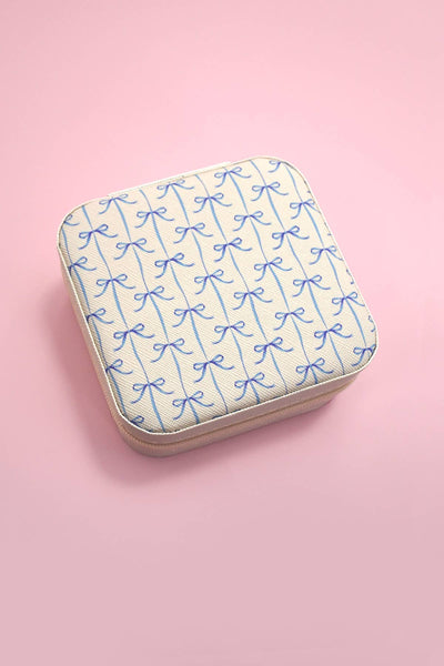 JEWELRY ORGANIZER TRAVEL BOX CASE: BOW OFF WHITE