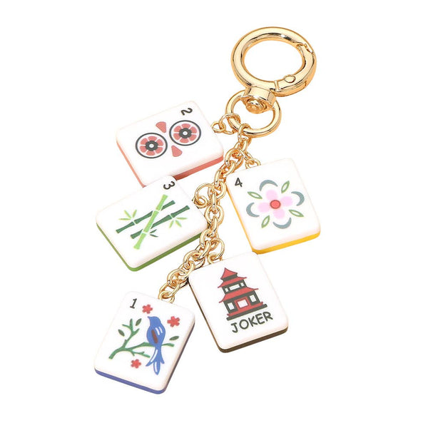 Mahjong Tile Drop Keychain Bag Charm: Multi - Lulu Bella Boutique