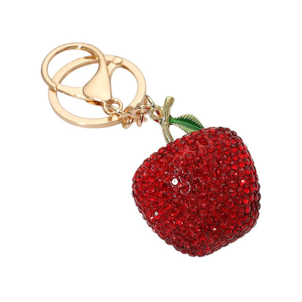 Bling Studded Apple Keychain / Bag Charm - Lulu Bella Boutique