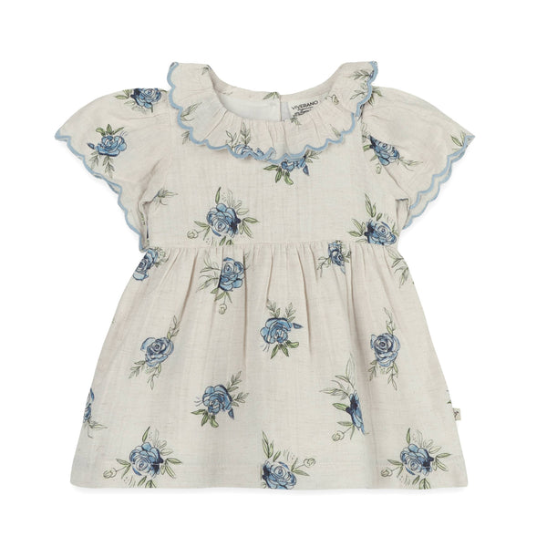 Katarina Floral Baby Dress + Bloomer (Linen Blend): Multi-Floral
