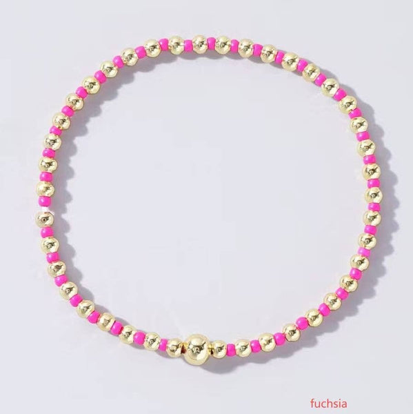 BOHO COLORFUL BALL BEADED BRACELET | 40B5223: Black - Lulu Bella Boutique