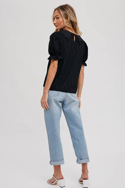 Lace Collar Top - Lulu Bella Boutique