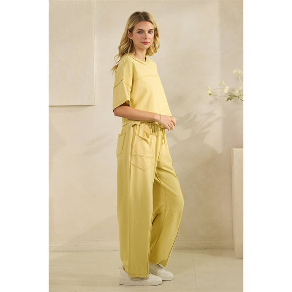 Cropped Lounge Set: Yellow / M - Lulu Bella Boutique