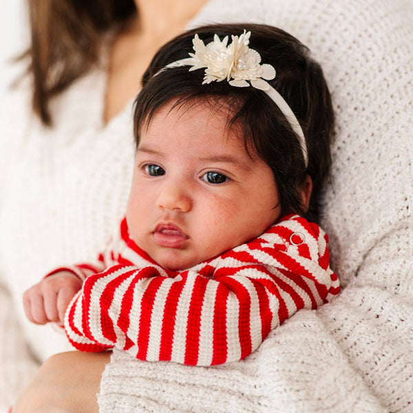 Baby Bling® Flower Skinny soft nylon headband: Magnolia Dusty Blue