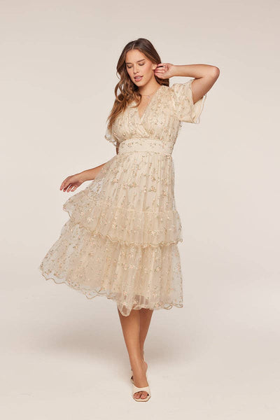 Mesh Embroidery Dress: Peach/Sage / S - Lulu Bella Boutique