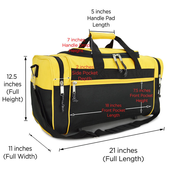 DALIX 21" Blank Sports Duffle Bag Gym Bag Travel Duffel: White - Lulu Bella Boutique