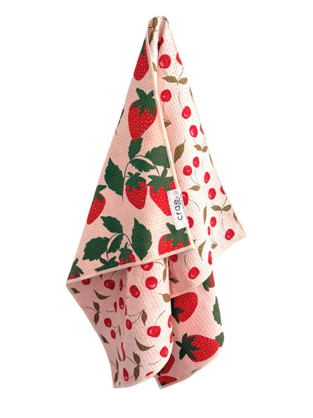Berries & Cherries: Reversible Hand Towel: Cream / 19x29 / Hand Towel - Lulu Bella Boutique