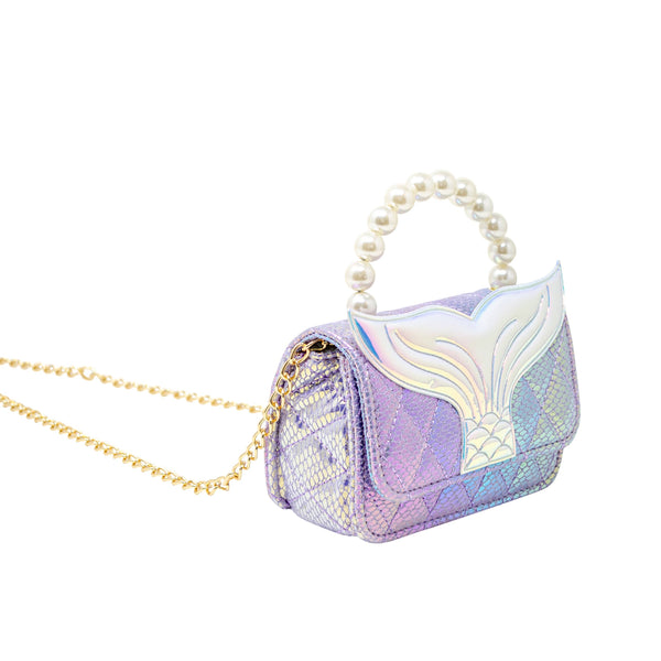 Mermaid Tail Pearl Handle Bag: Purple