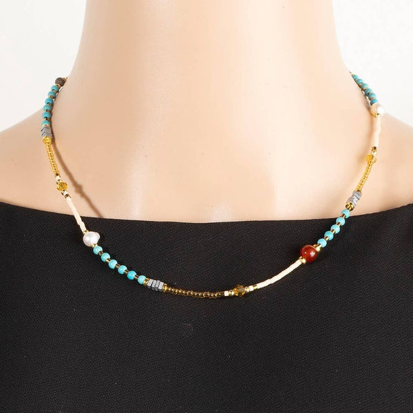 Assorted Pattern Beaded Necklace: MU