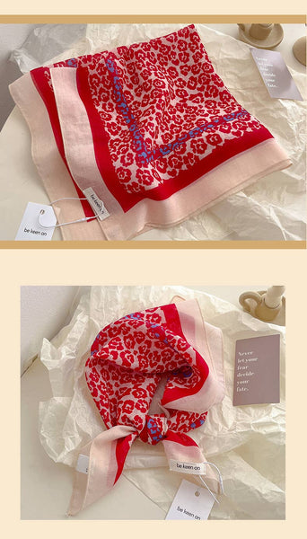 Red Passion Floral Bandana Square scarf - Lulu Bella Boutique