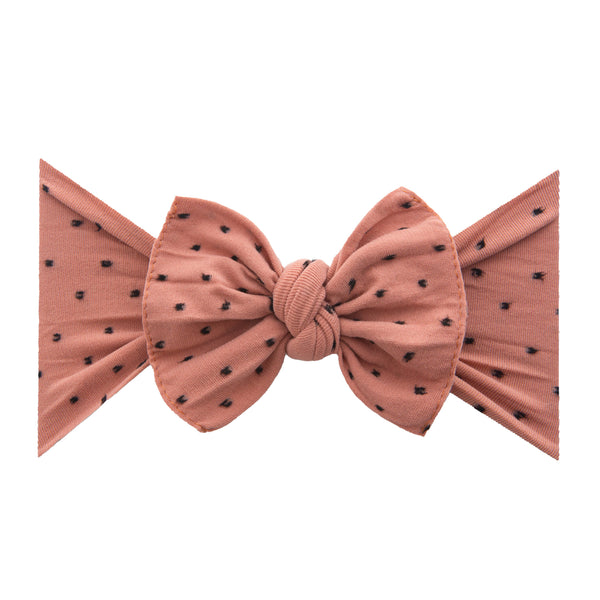 Baby Bling® Shabby Dot Knot soft nylon headband: Pink/Pink dot
