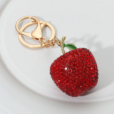 Bling Studded Apple Keychain / Bag Charm - Lulu Bella Boutique