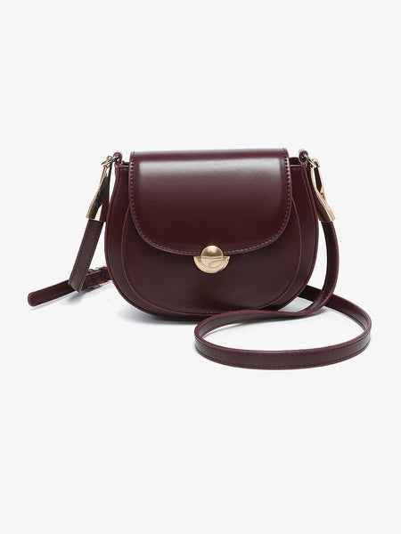 JN2778 Bergen Flapover Crossbody Bag w/ Twist Lock Closure: Wine - Lulu Bella Boutique