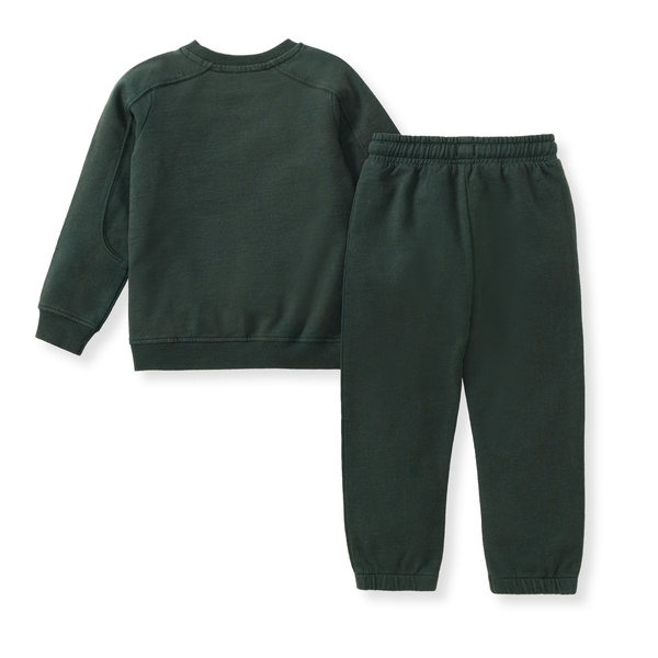 Acid Wash Sweatshirt & Pants Set - Zucchini Green