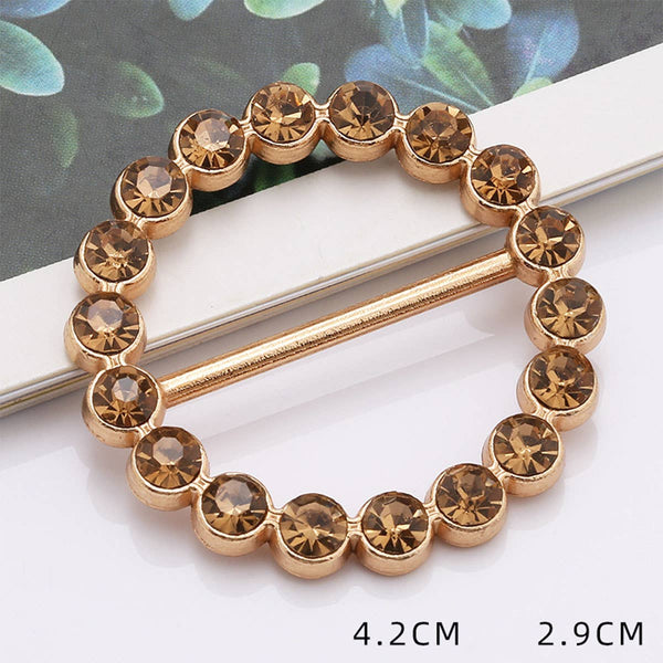 HIGH-GRADE METAL RING WITH DIAMONDS SCARF RING_CWMM2149: GOLD1 / (OS) 1 - Lulu Bella Boutique