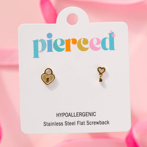 Heart Locket & Key Earrings - Lulu Bella Boutique