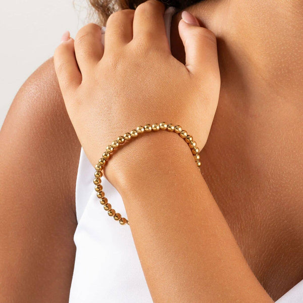 14K Gold Filled PLUS™ Metal Bead Stretch Bracelet: Gold / 6mm