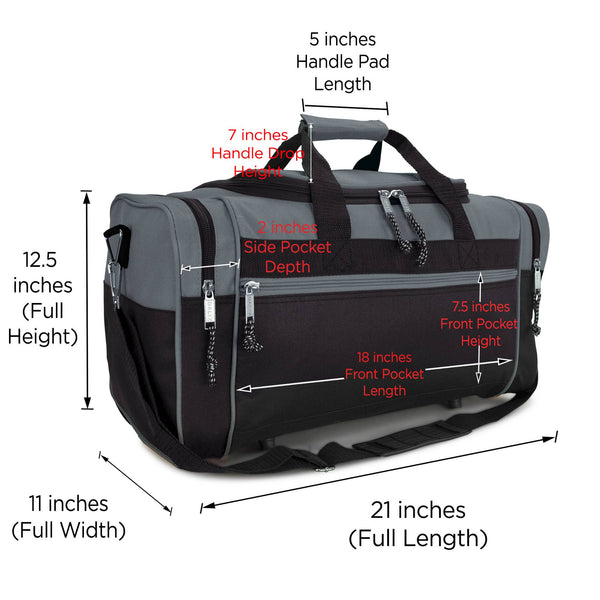 DALIX 21" Blank Sports Duffle Bag Gym Bag Travel Duffel: White - Lulu Bella Boutique