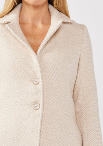 Chevron Side Pocket Coat: Natural/Sand
