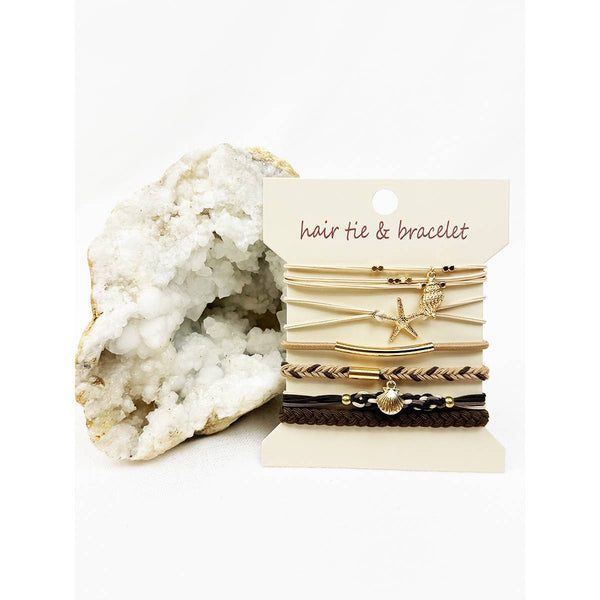 Boho Inspired BEACH Theme Hair Tie Bracelets: MIX COLOR / ONE(6) - Lulu Bella Boutique